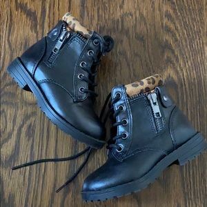 Black and leopard toddler boots